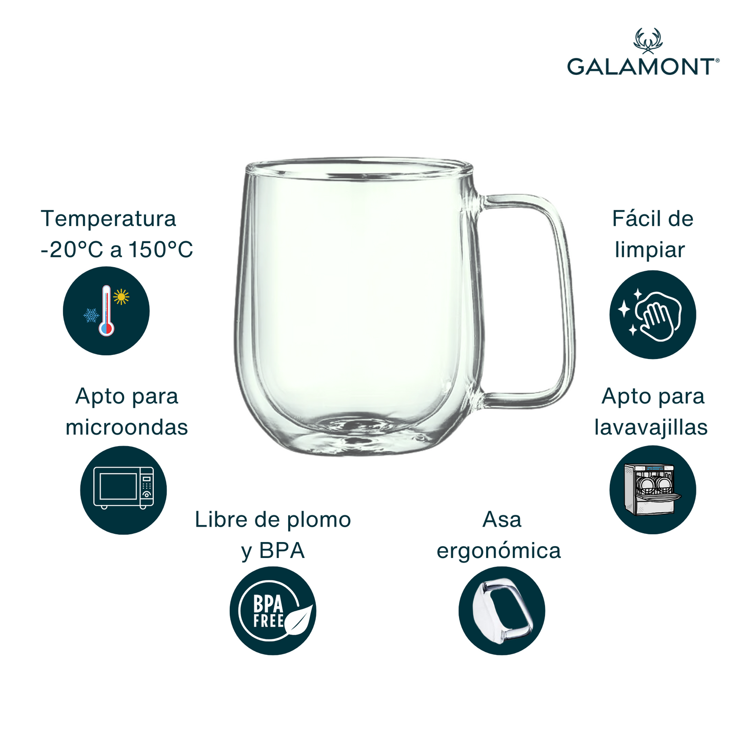 Tazas Transparentes Doble Pared para Café Espresso, Americano, Capuchino, Té. Set de 2 tazas de 300 ml