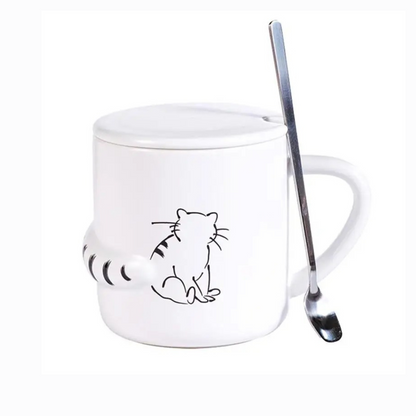 Taza para Café, Té, Leche con Figuras de Gatos Distraidos. Taza Elegante y Minimalista para Hogar y Oficina. Taza de Cerámica Premium, 350 ml.