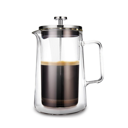 Prensa Francesa para Café, Té. Doble Pared de Vidrio de Borosilicato. Prensa Transparente. Capacidad 800 ml.