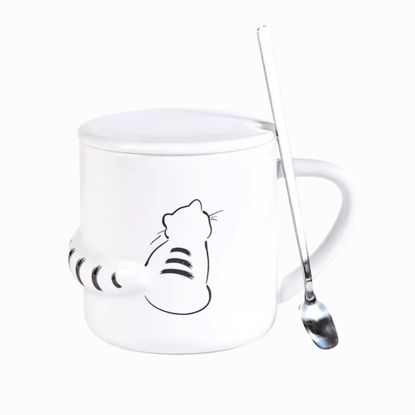 Taza para Café, Té, Leche con Figuras de Gatos Distraidos. Taza Elegante y Minimalista para Hogar y Oficina. Taza de Cerámica Premium, 350 ml.